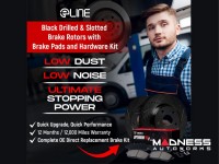 Jeep Renegade Brake Kit - Rear - R1 Concepts - Ceramic Brake Pads - eLINE Black Drilled + Slotted Rotors