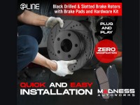 Jeep Renegade Brake Kit - Rear - R1 Concepts - Ceramic Brake Pads - eLINE Black Drilled + Slotted Rotors