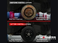 Jeep Renegade Brake Kit - Rear - R1 Concepts - Ceramic Brake Pads - eLINE Black Drilled + Slotted Rotors