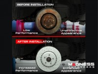 Jeep Renegade Brake Kit - Front + Rear - R1 Concepts - Optimum OEp Brake Pads - eLINE Drilled + Slotted Rotors