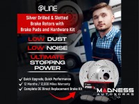 Jeep Renegade Brake Kit - Front + Rear - R1 Concepts - Optimum OEp Brake Pads - eLINE Drilled + Slotted Rotors