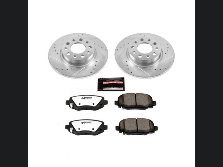Jeep Renegade Brake Pads + Rotors - Rear - Drilled/ Slotted Rotors + Carbon Fiber Ceramic Pads - Powerstop - Z36 Heavy Duty Towing